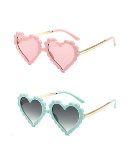 OZPYKAE Girl Heart Sunglasses,Fashion Cute Glasses UV Protection Outdoor Girl Heart Shaped Sunglasses for Toddler Party Beach