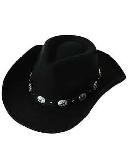 Lanzom Women Men Felt Wide Brim Western Cowboy Hats Belt Buckle Panama Hat