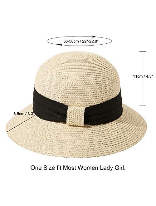 Lanzom Sun Hats for Women Wide Brim Straw Hat Summer Beach Hat Foldable Packable Cap for Travel Outdoor