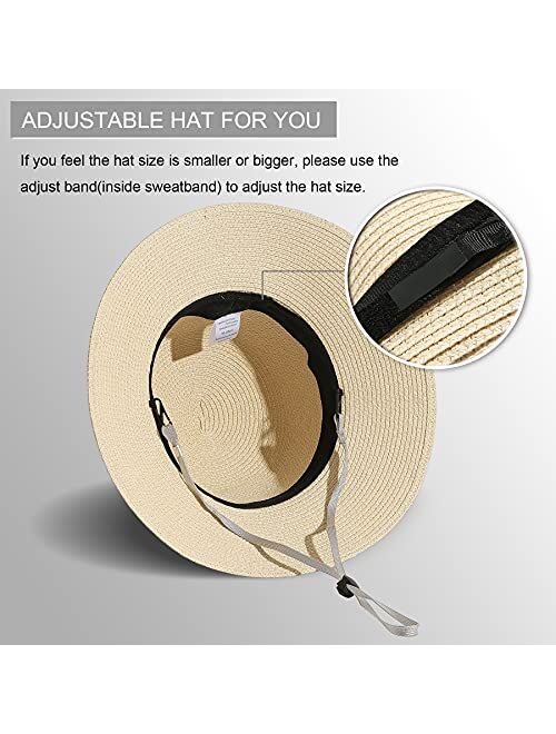 Lanzom Sun Hats for Women Wide Brim Straw Hat Summer Beach Hat Foldable Packable Cap for Travel Outdoor