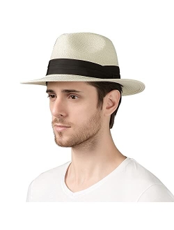 Lanzom Summer Beach Sun Hats for Men Foldable Floppy Travel Packable Staw Hat, Wide Brim Hat