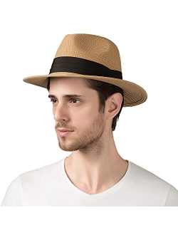 Lanzom Summer Beach Sun Hats for Men Foldable Floppy Travel Packable Staw Hat, Wide Brim Hat