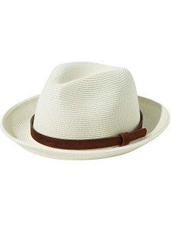 Lanzom Men Women Straw Foldable Roll up Hat Fine Braid Fedora Summer Beach Sun Hat