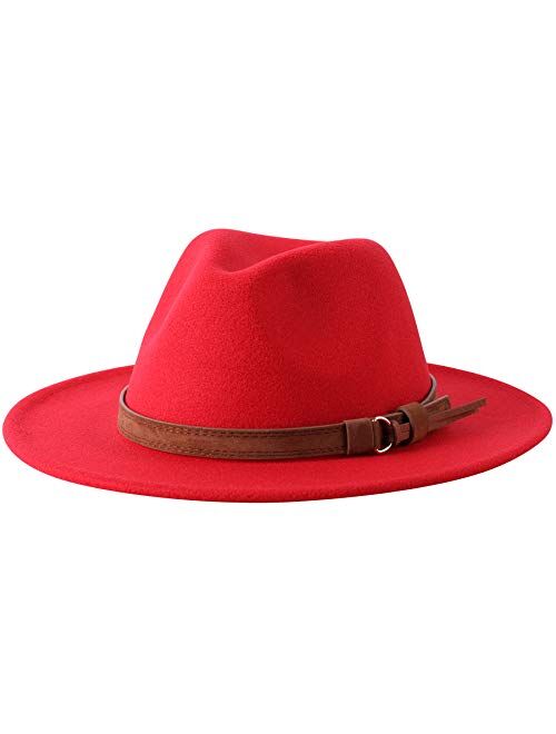 Lanzom Kids Girls Vintage Wide Brim Wool Felt Bowler Cap Bowknot Floppy Fedora Hat