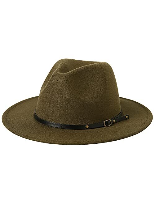 Lanzom Kids Girls Vintage Wide Brim Wool Felt Bowler Cap Bowknot Floppy Fedora Hat