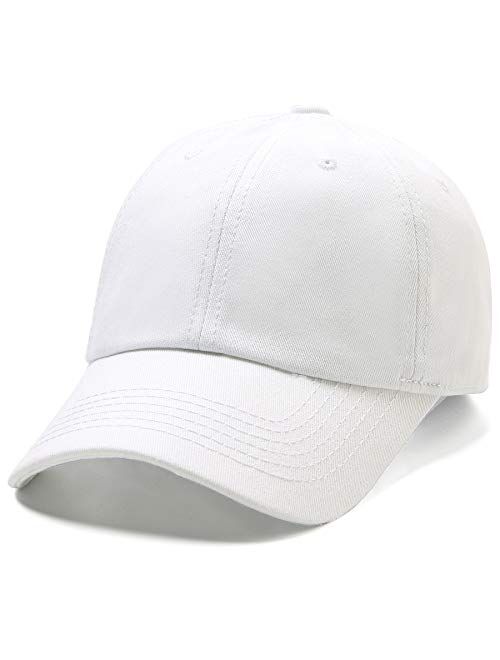 Lanzom Men Women Adjustable Baseball Cap Vintage Cotton Washed Distressed Hats Twill Plain Dad Hat with Ponytail