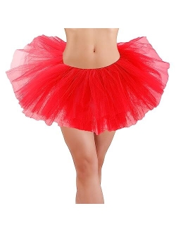 Lanzom Women's Classic Elastic 4-Layered Tulle Tutu Skirt Ballet Party Costume Hallowen Christmas Day Gift