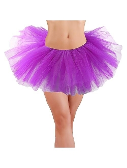 Lanzom Women's Classic Elastic 4-Layered Tulle Tutu Skirt Ballet Party Costume Hallowen Christmas Day Gift