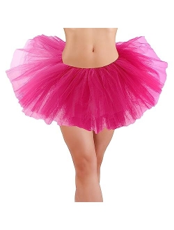 Lanzom Women's Classic Elastic 4-Layered Tulle Tutu Skirt Ballet Party Costume Hallowen Christmas Day Gift