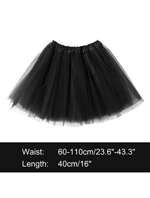 Lanzom Women's Classic Elastic 4-Layered Tulle Tutu Skirt Ballet Party Costume Hallowen Christmas Day Gift