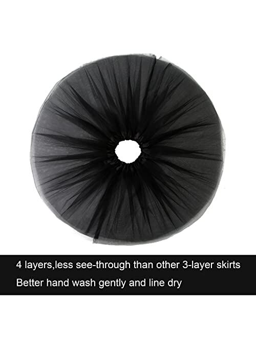 Lanzom Women's Classic Elastic 4-Layered Tulle Tutu Skirt Ballet Party Costume Hallowen Christmas Day Gift