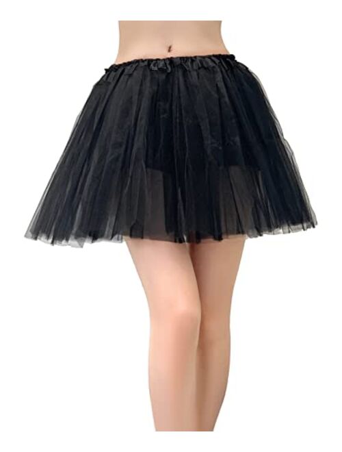 Lanzom Women's Classic Elastic 4-Layered Tulle Tutu Skirt Ballet Party Costume Hallowen Christmas Day Gift