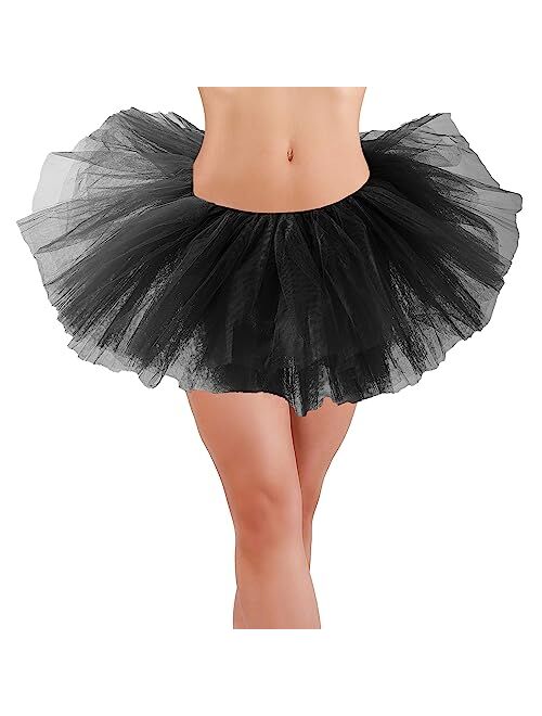 Lanzom Women's Classic Elastic 4-Layered Tulle Tutu Skirt Ballet Party Costume Hallowen Christmas Day Gift