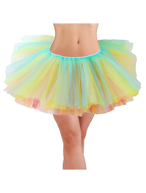 Lanzom Women's Classic Elastic 4-Layered Tulle Tutu Skirt Ballet Party Costume Hallowen Christmas Day Gift