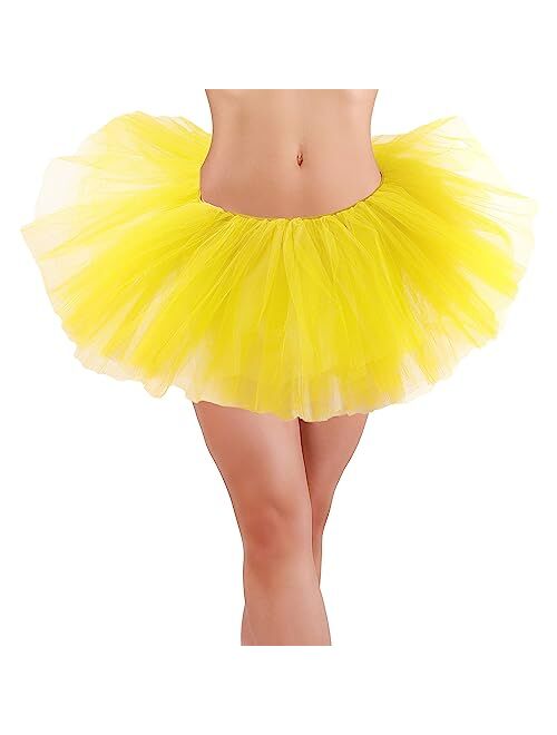 Lanzom Women's Classic Elastic 4-Layered Tulle Tutu Skirt Ballet Party Costume Hallowen Christmas Day Gift