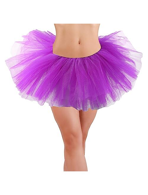 Lanzom Women's Classic Elastic 4-Layered Tulle Tutu Skirt Ballet Party Costume Hallowen Christmas Day Gift