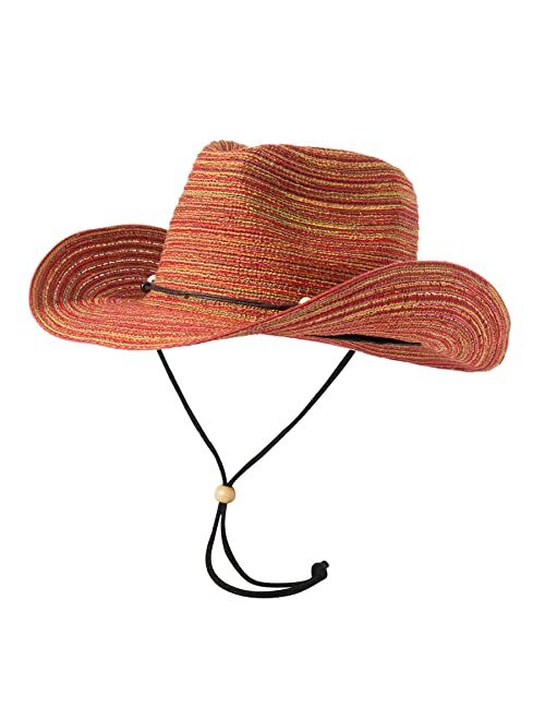 Lanzom Women Men Wide Brim Sun hat Cowboy Cowgirl Hat Packable Outdoor Hat for Hiking Foldable Summer Beach Hat UPF 50+