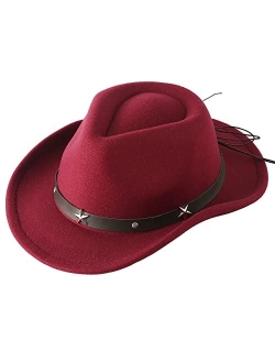 Lanzom Kids Girls Boys Cowboy Cowgirl Hat with Buckle Belt Toddlers Felt Western Hat