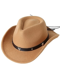 Lanzom Kids Girls Boys Cowboy Cowgirl Hat with Buckle Belt Toddlers Felt Western Hat