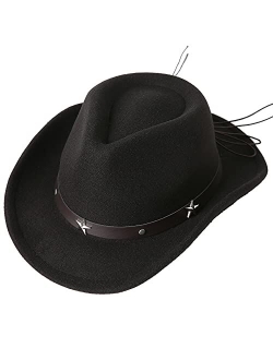 Lanzom Kids Girls Boys Cowboy Cowgirl Hat with Buckle Belt Toddlers Felt Western Hat