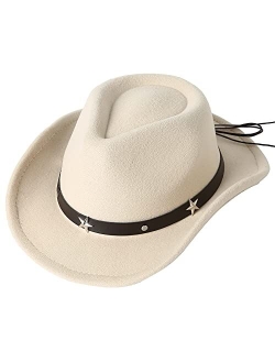 Lanzom Kids Girls Boys Cowboy Cowgirl Hat with Buckle Belt Toddlers Felt Western Hat