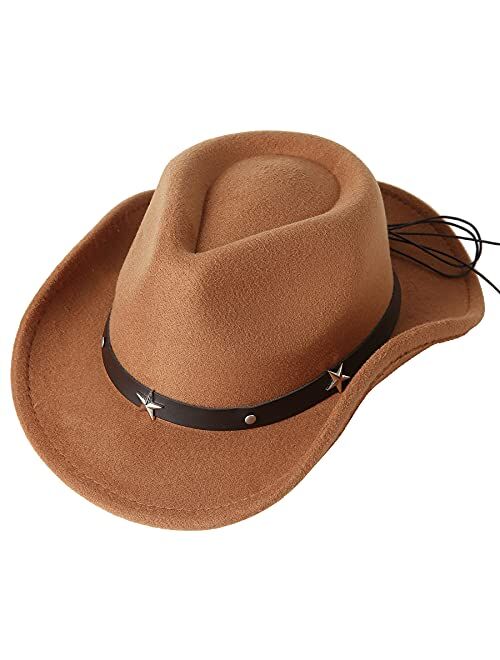 Lanzom Kids Girls Boys Cowboy Cowgirl Hat with Buckle Belt Toddlers Felt Western Hat