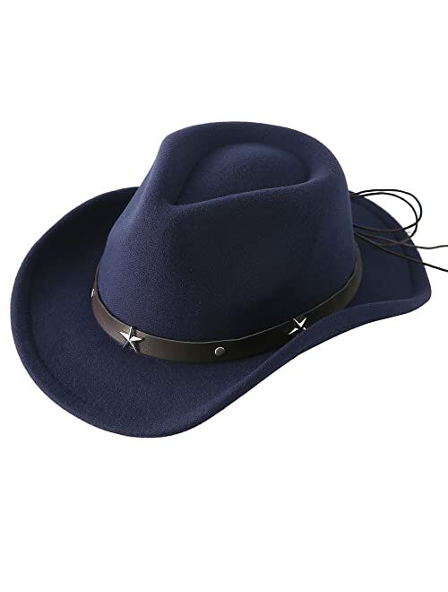 Lanzom Kids Girls Boys Cowboy Cowgirl Hat with Buckle Belt Toddlers Felt Western Hat