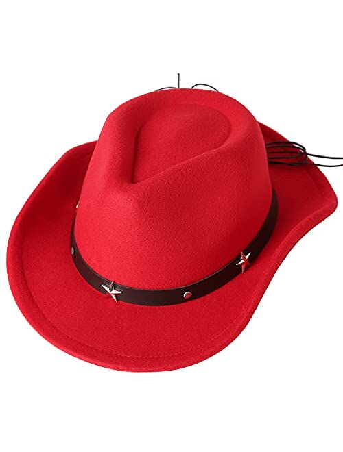 Lanzom Kids Girls Boys Cowboy Cowgirl Hat with Buckle Belt Toddlers Felt Western Hat