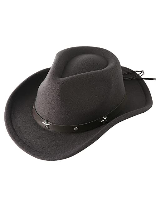 Lanzom Kids Girls Boys Cowboy Cowgirl Hat with Buckle Belt Toddlers Felt Western Hat