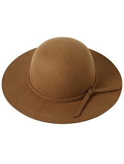 Lanzom Kids Girl Classic Wool Felt Bowler Cap Bow Wide Brim Floppy Fedora Hat