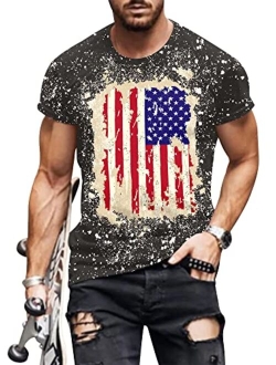 Mainfini Mens 1776 Distressed T-Shirt 4th of July Shirt Tops American Flag Patriotic Short Sleeve Independence Day Shirt