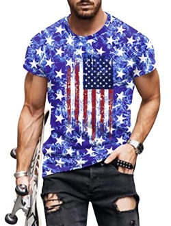 Mainfini Mens 1776 Distressed T-Shirt 4th of July Shirt Tops American Flag Patriotic Short Sleeve Independence Day Shirt