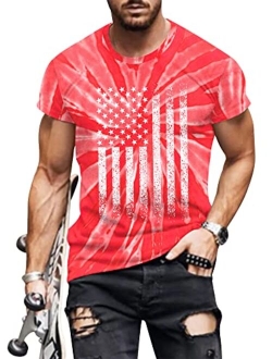 Mainfini Mens 1776 Distressed T-Shirt 4th of July Shirt Tops American Flag Patriotic Short Sleeve Independence Day Shirt