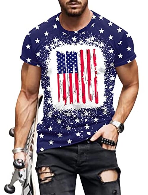 Mainfini Mens 1776 Distressed T-Shirt 4th of July Shirt Tops American Flag Patriotic Short Sleeve Independence Day Shirt