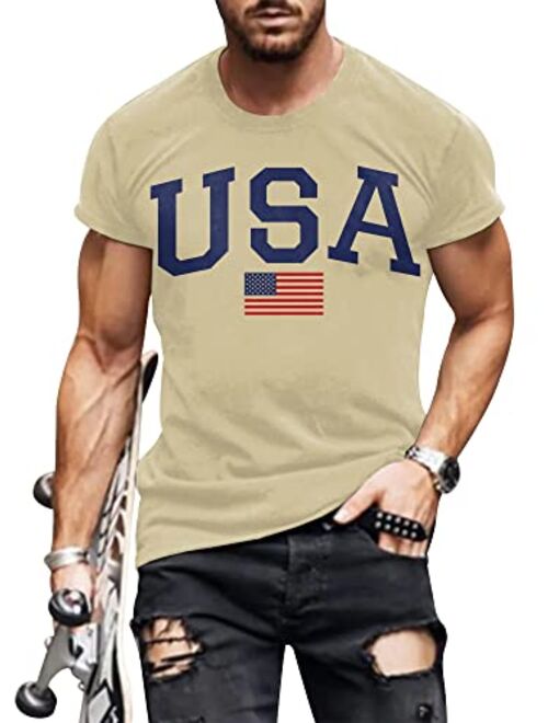 Mainfini Mens 1776 Distressed T-Shirt 4th of July Shirt Tops American Flag Patriotic Short Sleeve Independence Day Shirt