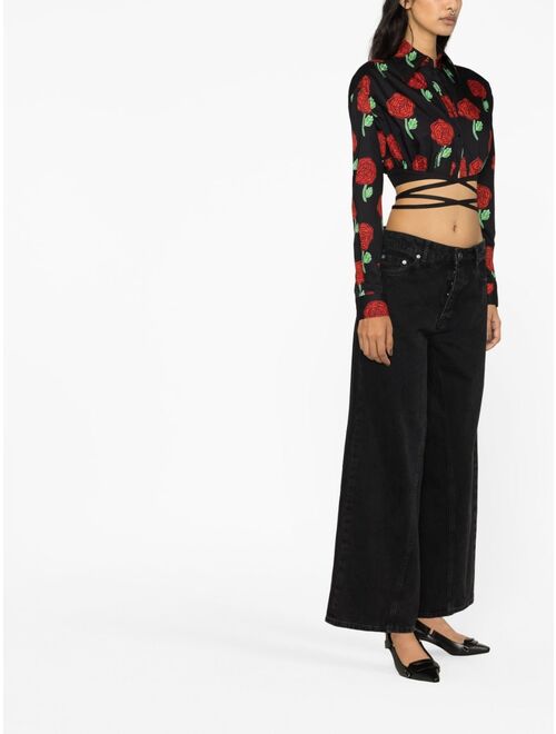 Versace Jeans Couture floral-print cropped blouse