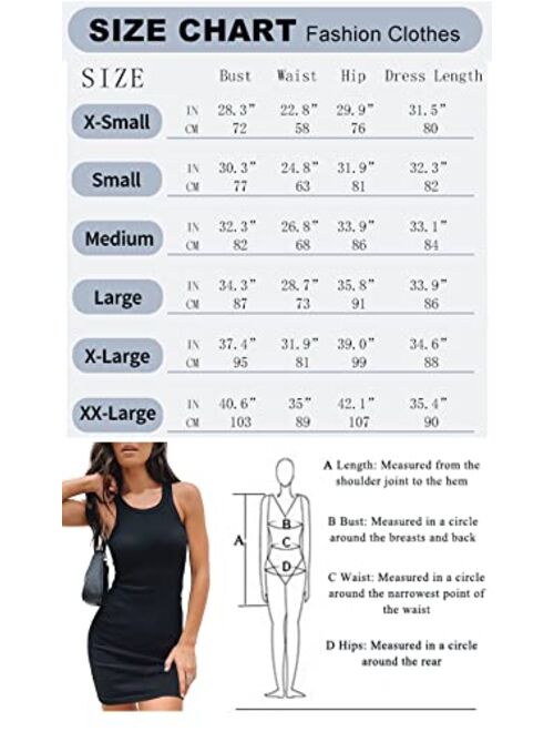 Samefar Womens Ribbed Scoop Neck Sleeveless Tank Dresses Basic Bodycon Mini Dress