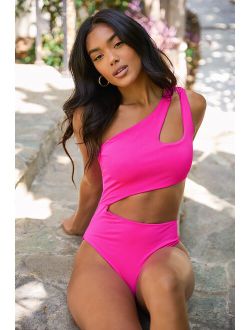Tidal Wave Hot Pink Strappy Backless One-Piece Swimsuit
