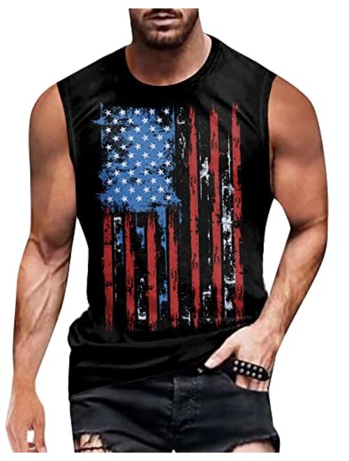 Mainfini Mens 1776 Distressed Tank Top 4th of July Shirt American Flag Patriotic Sleeveless Independence Day Shirt