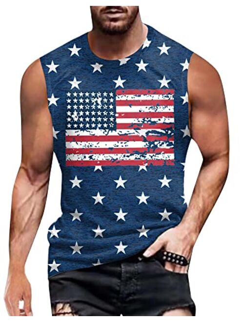 Mainfini Mens 1776 Distressed Tank Top 4th of July Shirt American Flag Patriotic Sleeveless Independence Day Shirt