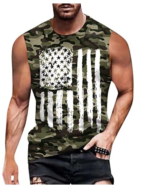 Mainfini Mens 1776 Distressed Tank Top 4th of July Shirt American Flag Patriotic Sleeveless Independence Day Shirt