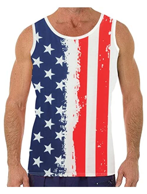 Cm-Kid Men's American Flag Tank Tops 1776 4th of July Shirts Casual Sleeveless Gym Workout Tanks USA Flag Patriotic T-Shirts