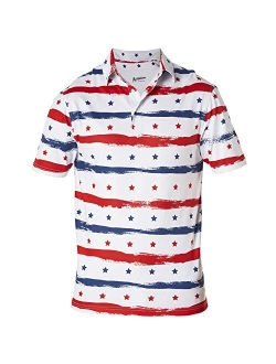 Royal & Awesome American Flag Shirts Men, 4th of July Shirts for Men, Patriotic Golf Shirts for Men, American Flag Golf Shirt