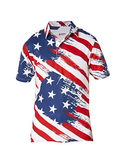 Royal & Awesome American Flag Shirts Men, 4th of July Shirts for Men, Patriotic Golf Shirts for Men, American Flag Golf Shirt