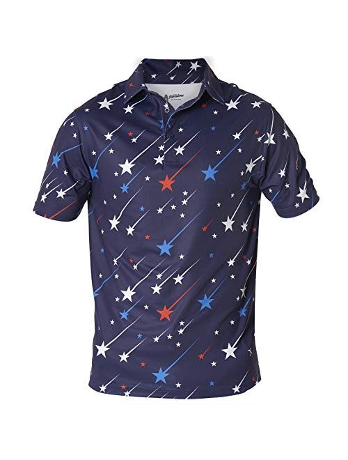 Royal & Awesome American Flag Shirts Men, 4th of July Shirts for Men, Patriotic Golf Shirts for Men, American Flag Golf Shirt