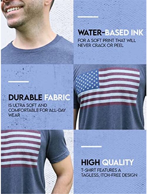 DON'T THREAD ON ME - USA Flag Men's Tee Shirt | Vintage US Patriotic Tees | Blue Athletic Graphic T-Shirts for Men