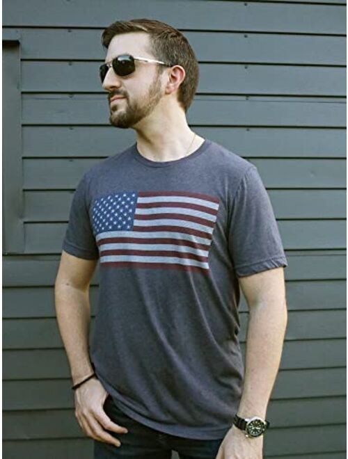 DON'T THREAD ON ME - USA Flag Men's Tee Shirt | Vintage US Patriotic Tees | Blue Athletic Graphic T-Shirts for Men