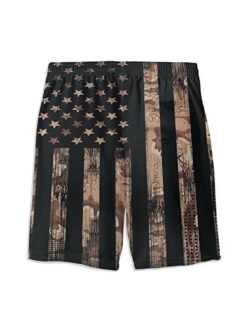 SDFGE MensDistressed American FlagSwimTrunksPatriotic QuickDrySummerBeachShortswithMeshLiningandPockets