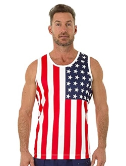 Pacific Surf Men's Patriotic American Flag Stars All Over Tank Top Shirt