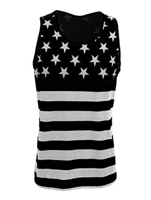 Pacific Surf Men's Patriotic American Flag Stars All Over Tank Top Shirt